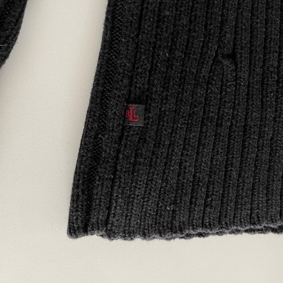 SOLD Lauren Ralph Lauren Black Ribbed 1/4th Zip Sweater - Picture 5 of 5